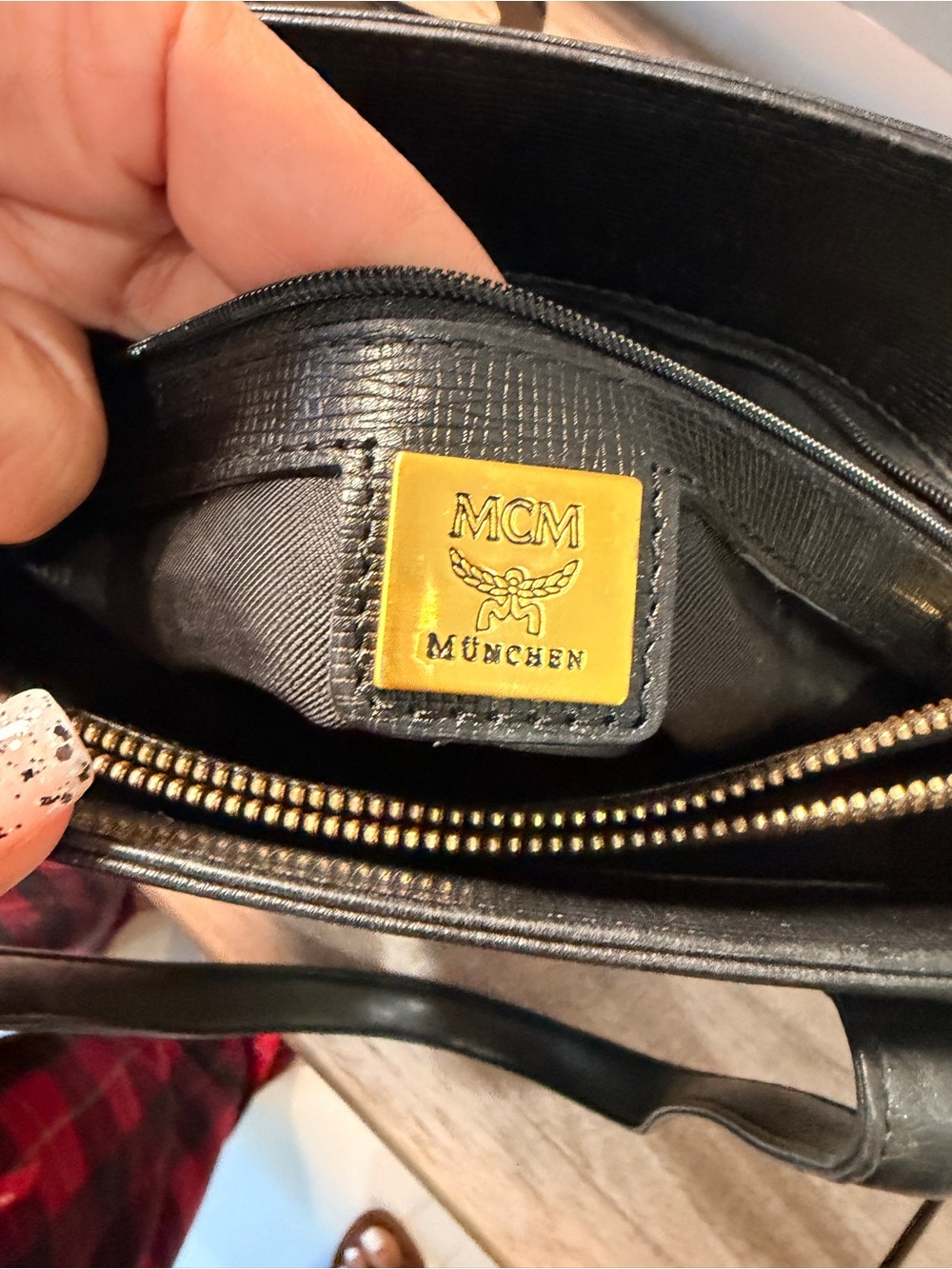 MCM Black Leather Gold-Accent Tote - Picture 13 of 16